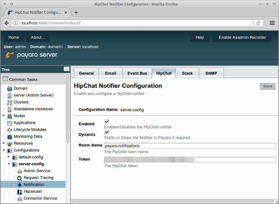 Configuring Hipchat Notifier on Admin Console