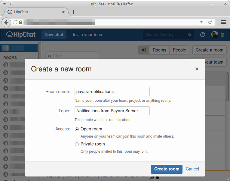 Create Hipchat room