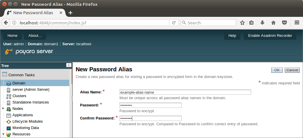 Password alias creation