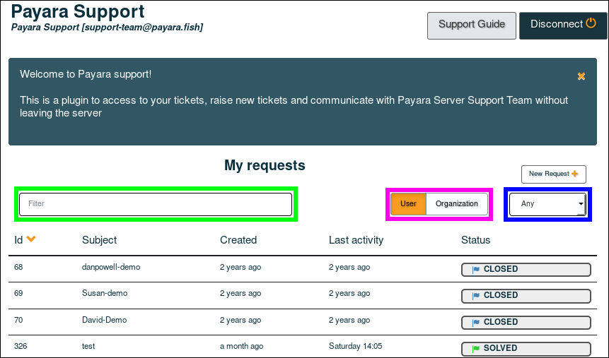 Support Integration Listing Tickets